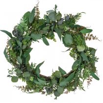 Guirnalda decorativa hojas corona de eucalipto verde artificial Ø55cm
