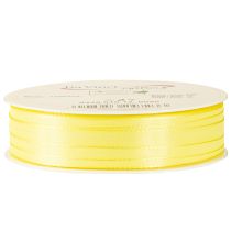 Artículo Cinta decorativa de tafetán, cinta de regalo, color amarillo claro, 10 mm, 50 m
