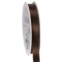 Artículo Cinta de tafetán marrón para regalos, ideal para decoración festiva, 15 mm de ancho, 10 m de largo.