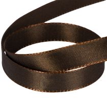 Artículo Cinta de tafetán marrón para regalos, ideal para decoración festiva, 15 mm de ancho, 10 m de largo.