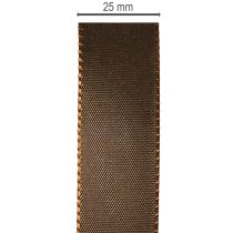 Artículo Cinta de tafetán marrón en rollo, versátil para decoración, 25 mm de ancho, 50 m de largo.