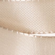 Artículo Cinta decorativa, cinta de satén, cinta de tafetán, beige, 15 mm, 50 m