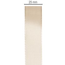 Artículo Cinta decorativa de tafetán satinado beige de 25 mm y 50 m.