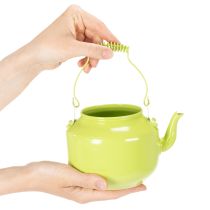 Artículo Tetera decorativa como florero, estilo retro nostálgico.