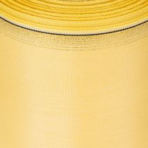 Artículo Cinta decorativa de moiré para coronas, color amarillo con borde dorado, 100 mm de ancho y 25 m de largo, ideal para floristería y decoración.