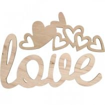 Corazones &quot;Love&quot; decoración de madera natural con imán rótulo decorativo 20,5/25cm 6 piezas