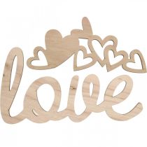 Artículo Corazones &quot;Love&quot; decoración de madera natural con imán rótulo decorativo 20,5/25cm 6 piezas