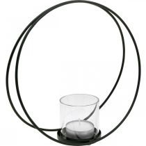 Linterna de anillo decorativa candelabro de metal negro Ø28.5cm
