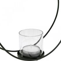Linterna de anillo decorativa candelabro de metal negro Ø28.5cm