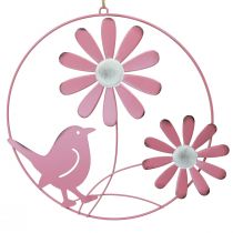 Artículo Anillo decorativo metal colgante decoración flores rosa Ø30cm 2ud