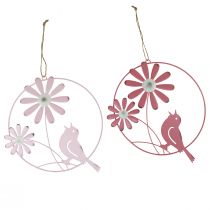 Artículo Anillo Decorativo Metal Colgante Decoración Flores Rosa Ø23cm 4 Piezas