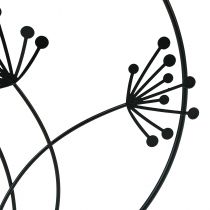 Artículo Anillo decorativo decoración colgante de metal flores negras Ø23cm 2ud