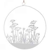 Anillo decorativo de metal blanco decorativo flor pradera decoración primavera Ø22cm