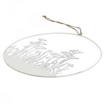 Anillo decorativo de metal blanco decorativo flor pradera decoración primavera Ø22cm
