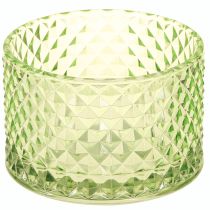 Artículo Portavelas decorativo de cristal verde retro, Ø10,5 cm, 2 unidades
