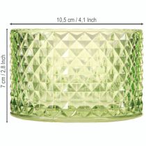 Artículo Portavelas decorativo de cristal verde retro, Ø10,5 cm, 2 unidades