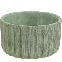 Cuenco decorativo verde cerámica retro rayado Ø20cm H11cm