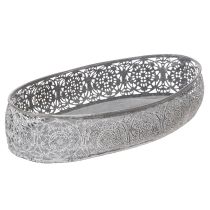 Artículo Bol decorativo de metal, diseño gris, ovalado, 36 cm/33,5 cm de largo, juego de 2