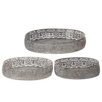 Artículo Juego de 3 cuencos decorativos de metal ovalados con diseño gris, 25,5/29/34,5 cm.