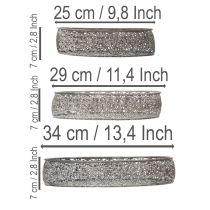 Artículo Juego de 3 cuencos decorativos de metal ovalados con diseño gris, 25,5/29/34,5 cm.