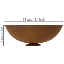 Artículo Bol decorativo de metal, color óxido, decoración vintage, Ø34cm H12cm