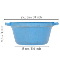 Artículo Bol/maceta decorativa, metal azul, estilo shabby chic, Ø21cm, H10.5cm