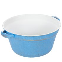 Artículo Bol/maceta decorativa, metal azul, estilo shabby chic, Ø21cm, H10.5cm