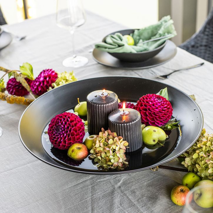 Cuenco metálico decorativo cuenco metálico redondo negro con base Ø40cm