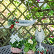 Cuenco decorativo para colgar cesta de flores metal blanco L62cm Ø31cm