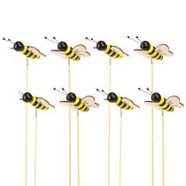 Artículo Tapón decorativo abejas decoración madera negro amarillo 6cm H35cm 8 piezas