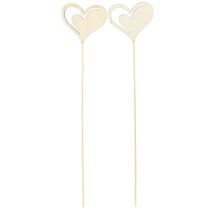 Artículo Tapón decorativo corazones rojo blanco decoración de madera 7,5×6,5cm 12 piezas