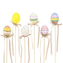 Artículo Plug decorativo huevos de Pascua con lazo colorido 4x5,5cm 12 piezas