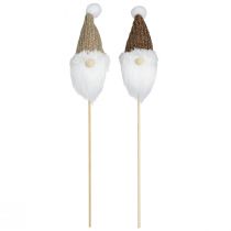 Artículo Plug decorativo gnomo Navidad blanco marrón 4x11cm 4uds