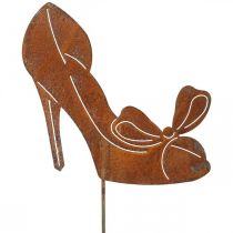 Zapato de mujer como complemento, decoración de jardín, zapato de princesa con pátina de lazo H19.5cm