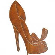 Zapato de mujer como complemento, decoración de jardín, zapato de princesa con pátina de lazo H19.5cm