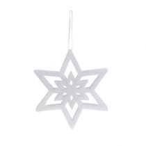 Artículo Estrella decorativa blanca, nevada 28cm L40cm 1 pieza