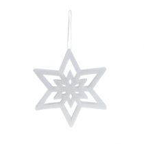 Artículo Estrella decorativa blanca nevada 28cm L40cm 1ud