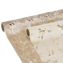Artículo Camino de mesa, tela decorativa con lazos estrechos, en rollo, 120x35cm, 2 piezas