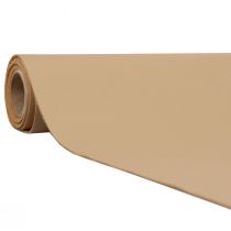 Camino de mesa de cuero de tela decorativa beige de piel sintética 33cm×1,35m