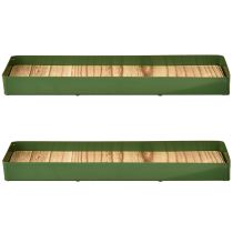 Artículo Bandeja decorativa de metal, madera, bandeja de metal verde, 35,5 x 11 x 3 cm, 2 unidades