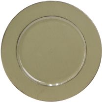 Artículo Plato decorativo de plástico verde vintage verde musgo marrón Ø33cm
