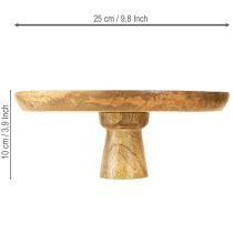 Artículo Plato decorativo de madera con pie para tartas óptico natural Ø25cm