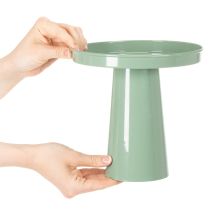 Artículo Plato decorativo de metal, verde, base redonda, bandeja para arreglos florales, 20 cm