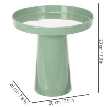 Artículo Plato decorativo de metal, verde, base redonda, bandeja para arreglos florales, 20 cm