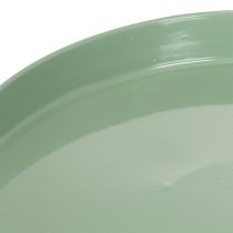 Artículo Plato decorativo de metal, verde, base redonda, bandeja para arreglos florales, 20 cm