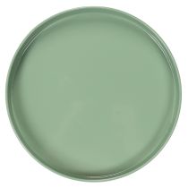 Artículo Plato decorativo de metal, verde, base redonda, bandeja para arreglos florales, 20 cm