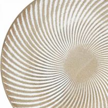 Plato decorativo redondo blanco marrón ranuras decoración de mesa Ø30cm H3cm