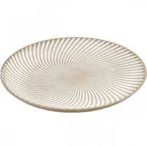 Artículo Plato decorativo redondo blanco marrón ranuras decoración de mesa Ø35cm H3cm