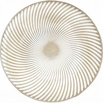 Plato decorativo redondo blanco marrón ranuras decoración de mesa Ø40cm H4cm