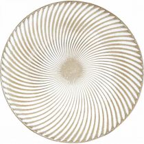 Artículo Plato decorativo redondo blanco marrón ranuras decoración de mesa Ø40cm H4cm